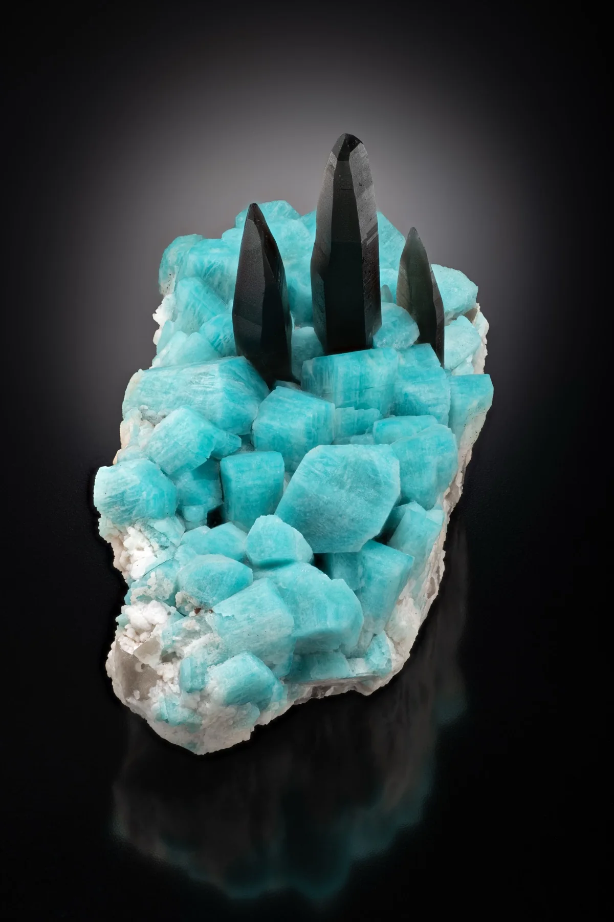 Imported amazonite and smoky quartz specimen photo.